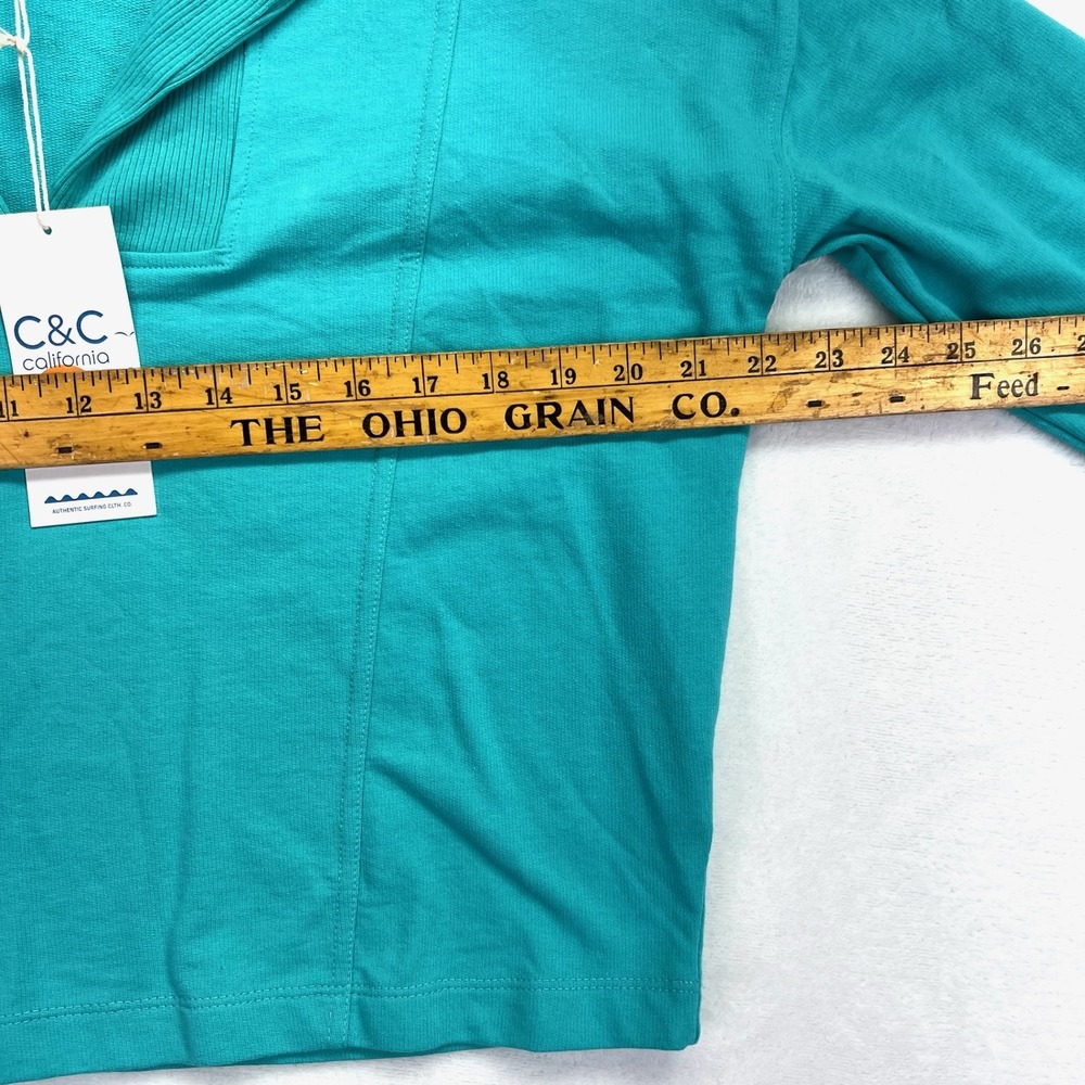 C&C California Pullover Women S Teal Nautical Shawl Collar Cropped Sweatshirt - Picture 8 of 8